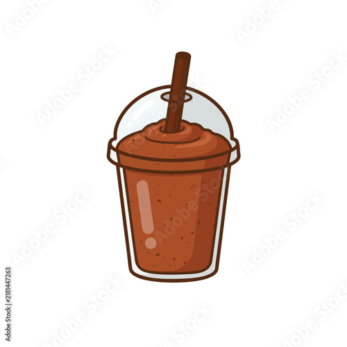 Cute Chocolate Smoothie Flat Vector Illustration