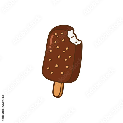 Cute Chocolate Popsicle Flat Vector Illustration