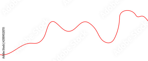 Minimalist red line graph vector, abstract wavy financial curve, simple data visualization chart for business analytics
