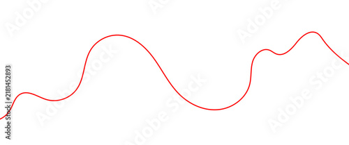 Minimalist red wave line vector, abstract curved stroke on white background, simple flowing graphic element for design
