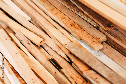 Wood stick pile stacked used in construction site for concrete precast support.