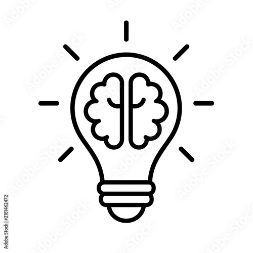 Canvas Print Creative idea icon flat outline in black