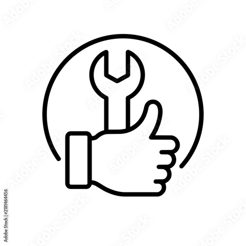 Foto Easy installation icon flat outline in black