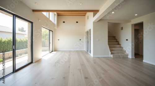 Renovación de vivienda moderna centrada en la luz natural y la amplitud espacial, con eliminación de tabiques interiores
