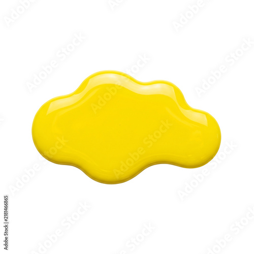 Vibrant Yellow Liquid Blob Shape Isolated on Black