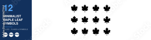 Maple Leaf Symbols, Minimalist Design, Filled Icons, Flags & Symbols, Vector Illustration, Graphic Design