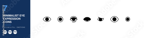 Minimalist Eye Expression Icons Set, Showcasing Various Emotions and States Featuring Eyes, Icon