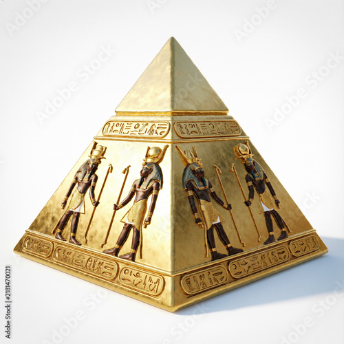 3D render: Egyptian gold pyramid