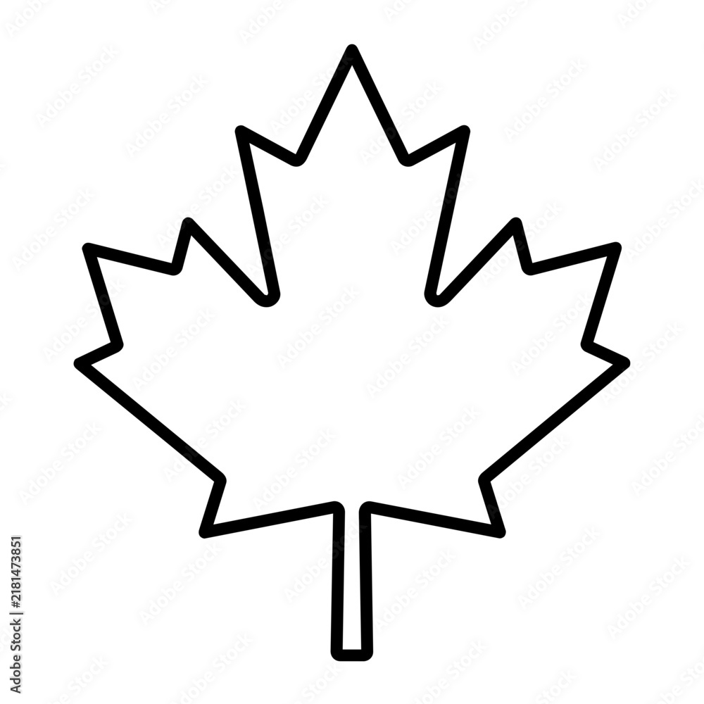 Obraz premium Autumn leaf canadian icon flat outline in black