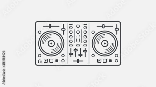 DJ Controller with Turntables and Mixer.