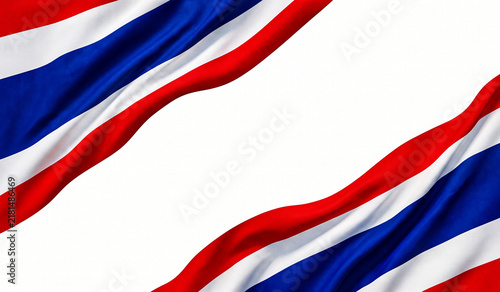 Konstfotografi Thailand flag frame with wavy fabric texture on white background for national day poster