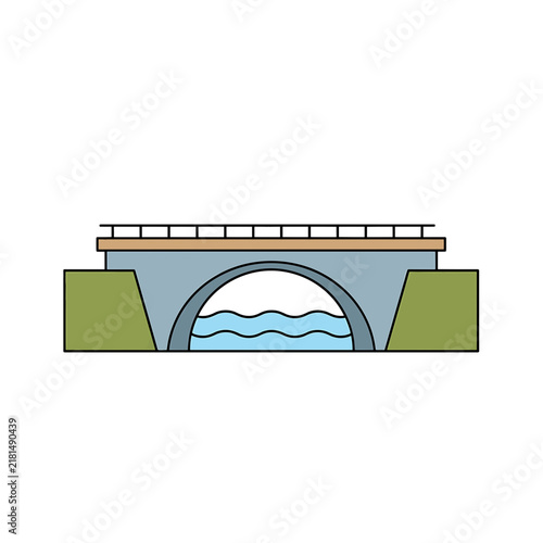 Arch Bridge Vector Icon Flat Illustration Water Crossing Isolated White