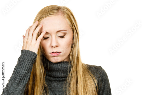 Sad girl, headache