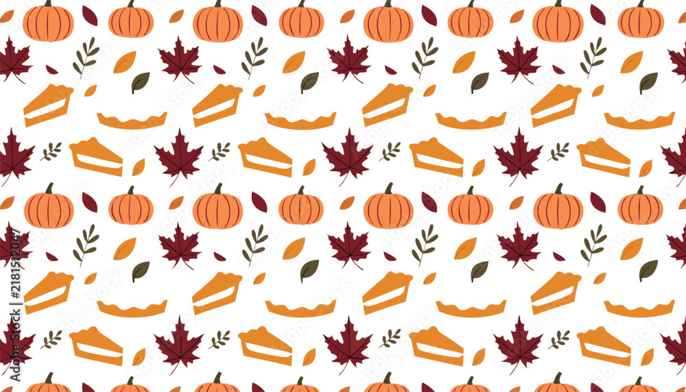 Obraz premium Thanksgiving Flower Leaf and Harvest Pattern