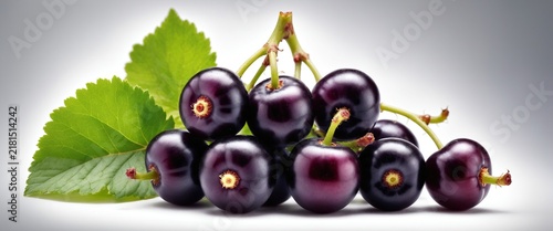 Fresh black currant on gray background.