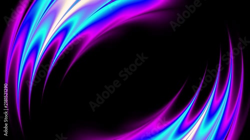 Neon light streaks flow across a black background in a looping animation