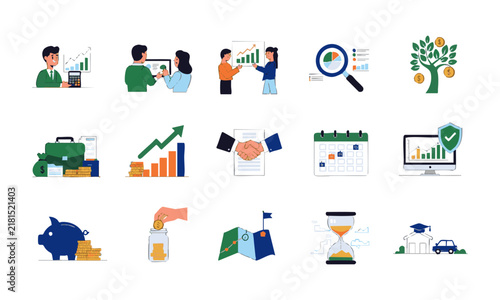 Financial Growth Investment And Wealth Management Set.