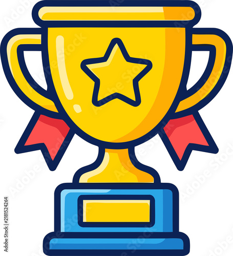 Foto Gold Trophy Cup Award with Star Vector Icon