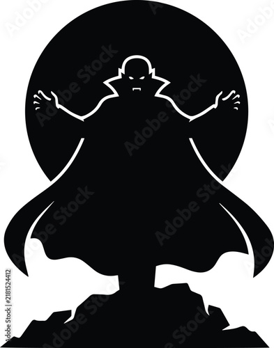 Bild auf Leinwand Vampire silhouette with full moon vector illustration for dark fantasy and spook