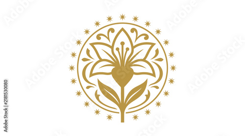 Elegant Gold Mandala Flower Illustration for Decorative Design.