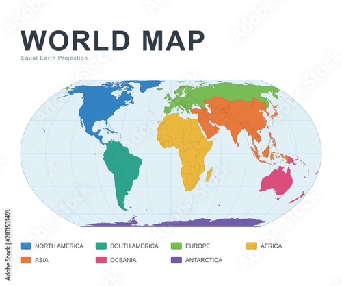 Equal Earth Equal-Area World Map Illustration