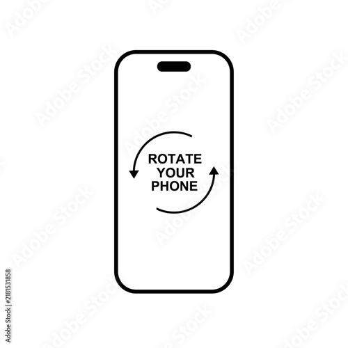 Rotate Your Phone Screen Line Art Vector Icon Mobile Smartphone Orientation Indicator with Refresh Arrows