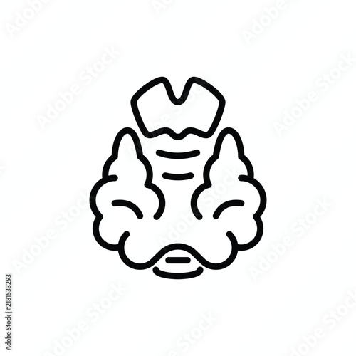 Thyroid gland thin line icon, representing the endocrine system, hormones, metabolism, and medical care. Vector illustration