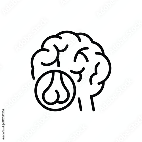 Pituitary gland thin line icon, the endocrine system, hormones, brain anatomy, and medical research. Vector illustration