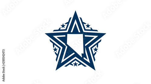 Nevada State Outline Inside A Decorative Star Symbol Design.