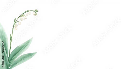 수채화 은방울꽃 흰 배경