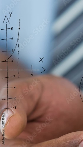 Animation of mathematical equations floating against close up of cupped hands