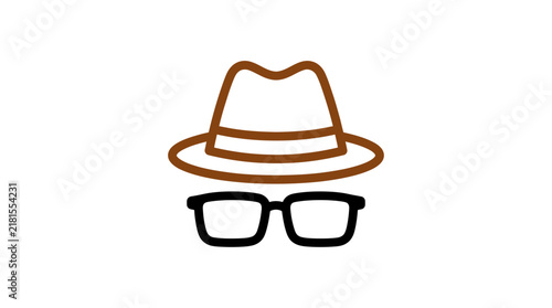 Isolated detective icon with hat and glasses