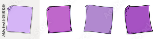 A hand-drawn violet sticky note with a dog-eared top left corner sits isolated on a white background in a doodle-style illustration
