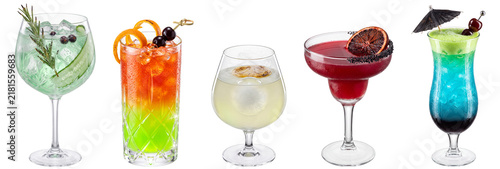 Spooky Halloween Cocktails and Creepy Witch Potion Drinks Isolated on Transparent Background