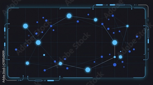 Obraz na płótnie Abstract Data Node Constellation Tech Frame Background with Copy Space