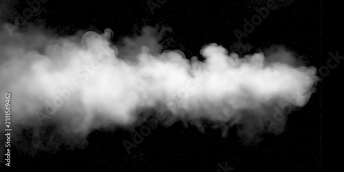 Foto Wispy white smoke plume flowing across a black background with smoke cloud smoke