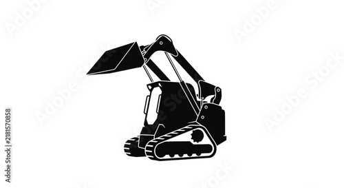 Black silhouette of a compact track loader construction machine.