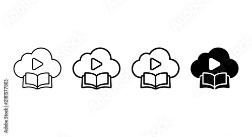 Cloud Media Icons, Digital Learning Symbols, Online Education Vector Set