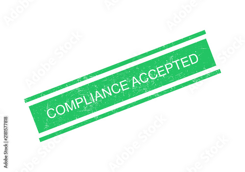 Obraz na płótnie Green compliance accepted stamp with white text on transparent background
