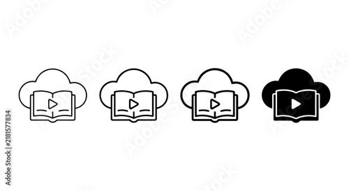Cloud E-learning Icons, Digital Education Symbols, Online Learning Resources, Vector Set
