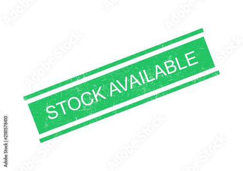 Green stock available badge with white text