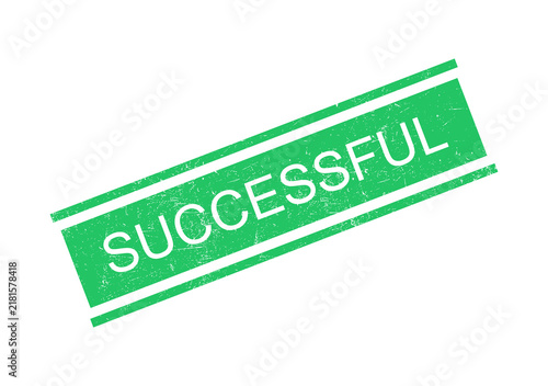 Green successful stamp with white text on transparent background