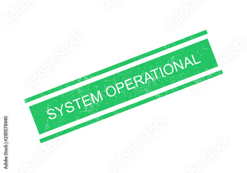 Green system operational status stamp with bold white text
