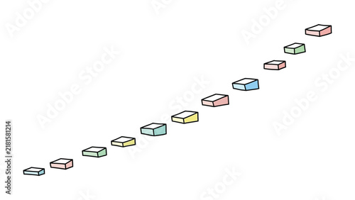Canvas Print A staircase of colorful building blocks ascend diagonally against a plain background, representing growth and progress