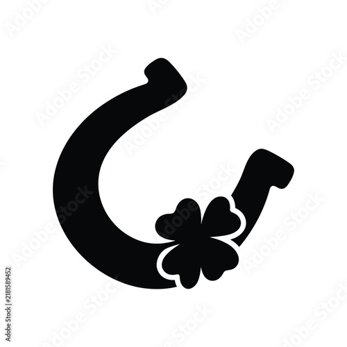 Canvas Print Horseshoe and clover lucky charm for good luck and protection.