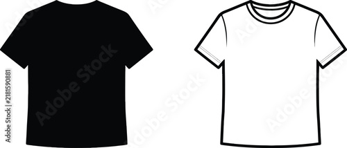 Foto T-Shirts in Black and White with Short Sleeves and Round Necklines Featuring T-S