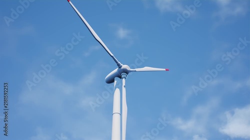 A 3D wind turbine object spinning for green energy