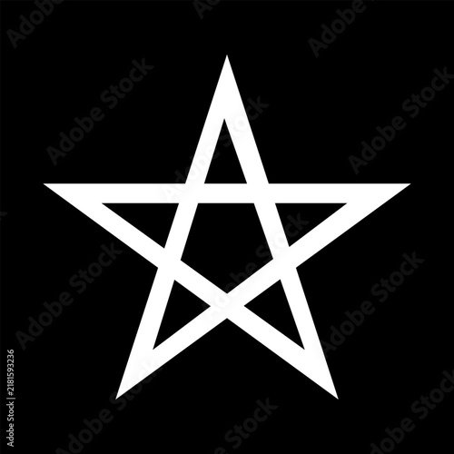 Pentagram white simple layout. Five pointed star flat shape. Star symbol from flag of Morocco.