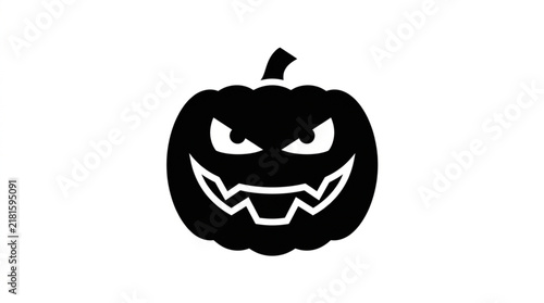 Принти на полотні Spooky Black Halloween Pumpkin Silhouette with Evil Grin.