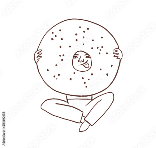 Man is holding a big donught